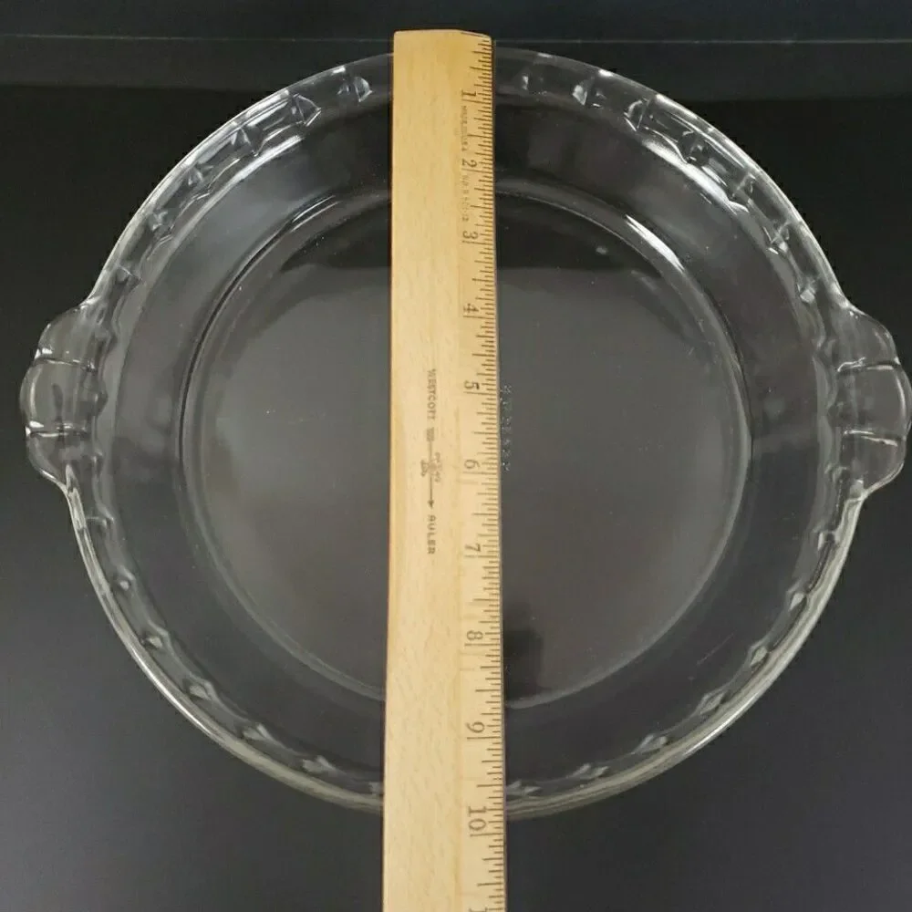 Pyrex Pie Plate 229 23cm #18 Fluted Deep Dish Clear Glass Bakeware VTG MCM